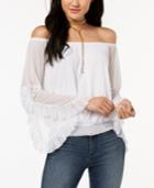 Freshman Juniors' Off-the-shoulder Ruffle-trim Top
