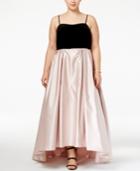 Betsy & Adam Plus Size Velvet Satin Gown