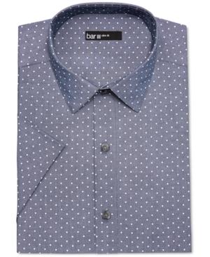 Bar Iii Men's Slim-fit Chambray Dot-pattern Short-sleeve Dress Shirt, Only At Macy's