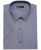 Bar Iii Men's Slim-fit Chambray Dot-pattern Short-sleeve Dress Shirt, Only At Macy's