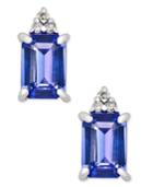 Tanzanite (2-1/10 Ct. T.w.) And Diamond Accent Stud Earrings In 14k White Gold