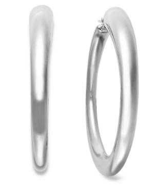 Sterling Silver Earrings, Large Oval Hoop Earrings