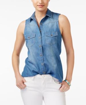 Polly & Esther Juniors' Button-front Sleeveless Shirt