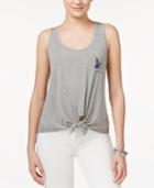 Pretty Rebellious Juniors' Eagle Graphic Tie-front Tank