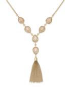Inc International Concepts Gold-tone Pink Stone & Pave Tassel Lariat Necklace, Only At Macy's