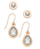 Charter Club Gold-tone Iridescent Stones Drop Earrings And Crystal Stud Earrings
