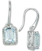 Aquamarine (1-4/5 Ct. T.w.) & Diamond (1/8 Ct. T.w.) Drop Earrings In 14k White Gold