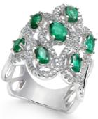 Emerald (2 Ct. T.w.) And Diamond (5/8 Ct. T.w.) Ring In 14k White Gold