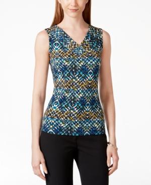Tahari Asl Sleeveless Printed Shell