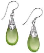 Jody Coyote Lime-green Resin Drop Earrings In Sterling Silver