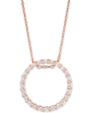 Diamond Circle Pendant Necklace (1/4 Ct. T.w.) In 14k Rose Gold