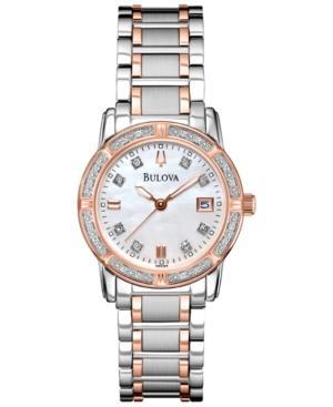 Bulova Watch, Women's Diamond Accent Two-tone Stainless Steel Bracelet 26mm 98r199 - A Macy's Exclusive
