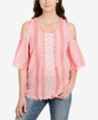 Vintage America Ashley Frayed-edge Cold-shoulder Top