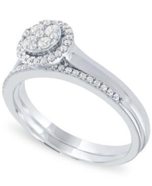 Diamond Halo Cluster Bridal Set (1/3 Ct. T.w.) In 14k White Gold