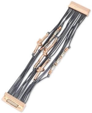 Kenneth Cole New York Two-tone Beaded Magnetic Blue Corded Multi-row Bracelet
