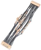Kenneth Cole New York Two-tone Beaded Magnetic Blue Corded Multi-row Bracelet