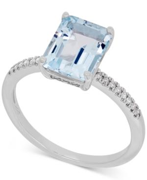 Aquamarine (2-1/10 Ct. T.w.) And Diamond (1/10 Ct. T.w.) Ring In 14k White Gold