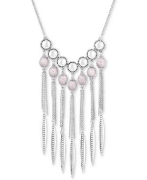Lucky Brand Silver-tone Druzy Stone Statement Necklace, 18 + 2 Extender