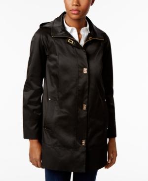 Jones New York Petite Hooded Turnkey Raincoat