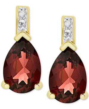 Rhodolite Garnet (3-5/8 Ct. T.w.) & Diamond Accent Drop Earrings In 14k Gold-plated Sterling Silver