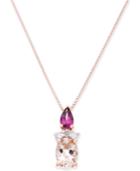 Multi-gemstone (1-1/4 Ct. T.w.) & Diamond Accent 18 Pendant Necklace In 14k Rose Gold