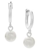 Charter Club Silver-tone Imitation Pearl Hoop Earrings, Only At Macy's