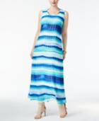 Calvin Klein Plus Size Striped Chiffon U-neck Dress