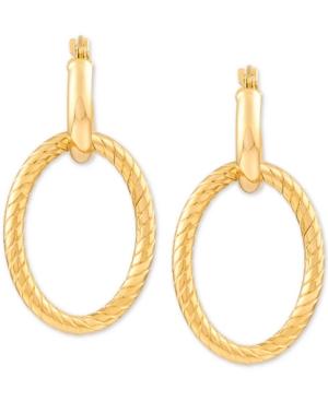 Twisted Oval Hoop Earrings In 14k Yellow Gold
