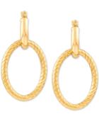 Twisted Oval Hoop Earrings In 14k Yellow Gold