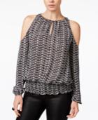 Bar Iii Smocked Cold-shoulder Top, Only At Macy's