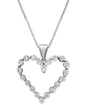 Sterling Silver Heart Pendant, Diamond Accent