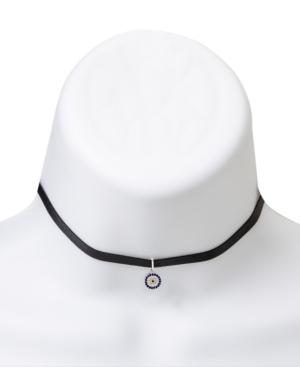 Giani Bernini Cubic Zirconia Evil Eye Choker Necklace In Faux Leather And Sterling Silver, Created For Macy's