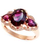 Effy Rhodolite (4-1/2 Ct. T.w.) And Diamond (1/8 Ct. T.w.) Ring In 14k Rose Gold