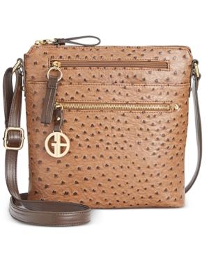 Giani Bernini North South Ostrich Printed Crossbody, Only At Macy's