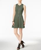 Bar Iii Zip-front Fit & Flare Scuba Dress, Only At Macy's