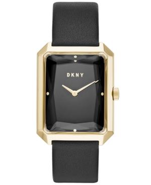 Dkny Women's Cityspire Black Leather Strap Watch 27x34mm, Created For Macy's