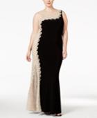 Xscape Plus Size Lace Contour Mermaid Gown