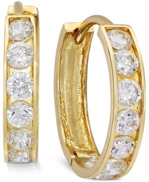 Cubic Zirconia Small Hoop Earrings In 10k Gold
