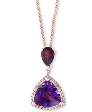 Effy Multi-gemstone (3-9/10 Ct. T.w.) & Diamond (1/8 Ct. T.w.) 18 Pendant Necklace In 14k Rose Gold