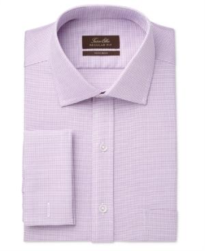 Tasso Elba Men's Classic/regular Fit Non-iron Mulberry Square Texture French Cuff Dress Shirt, Created For Macy's