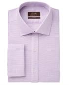 Tasso Elba Men's Classic/regular Fit Non-iron Mulberry Square Texture French Cuff Dress Shirt, Created For Macy's
