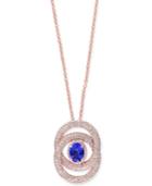 Effy Tanzanite (1-1/8 Ct. T.w.) And Diamond (1 Ct. T.w.) Circle Pendant Necklace In 14k Rose Gold