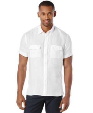 Perry Ellis Men's Big And Tall Solid Chambray Linen Shirt