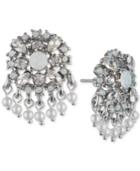 Marchesa Crystal & Bead Cluster Button Earrings