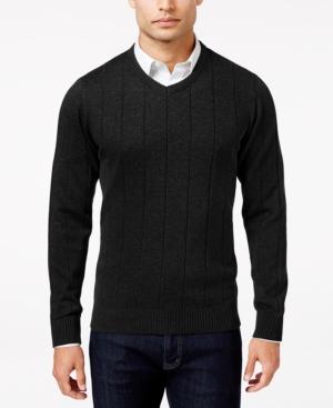 John Ashford Men's Big And Tall V-neck Striped-texture Sweater, Only At Macy's
