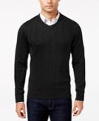 John Ashford Men's Big And Tall V-neck Striped-texture Sweater, Only At Macy's