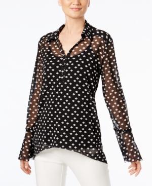 Inc International Concepts Bell-sleeve Sheer Blouse, Created For Macy's