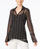 Inc International Concepts Bell-sleeve Sheer Blouse, Created For Macy's