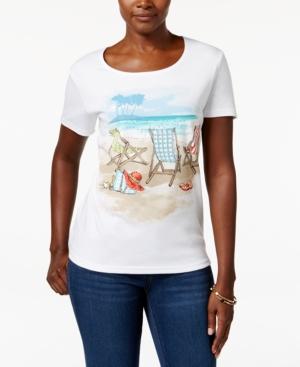 Karen Scott Beach-graphic T-shirt, Only At Macy's