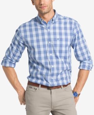 Izod Men's Advantage Non-iron Stretch Poplin Gingham Shirt